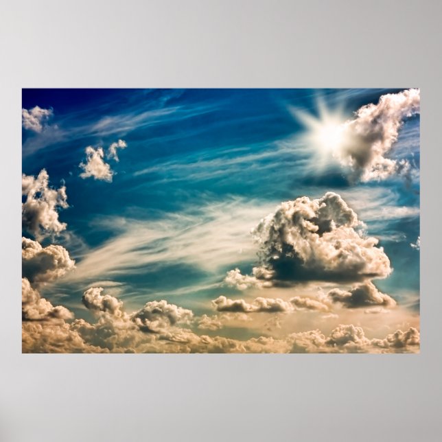 Paintery sky. Beautiful dramatic sky with clouds a Poster (Front)