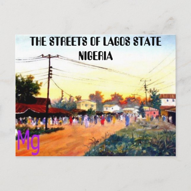 PAINTING 10 copy, THE STREETS OF LAGOS STATE NI... Postcard (Front)