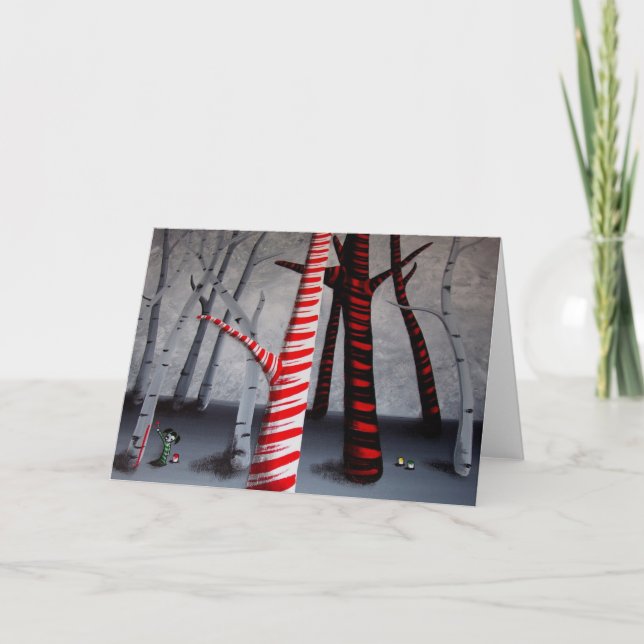 Painting a Candy Cane Holiday Card (Front)