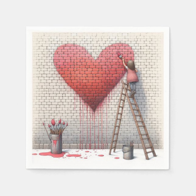Painting a Heart Mural Napkins (Front)