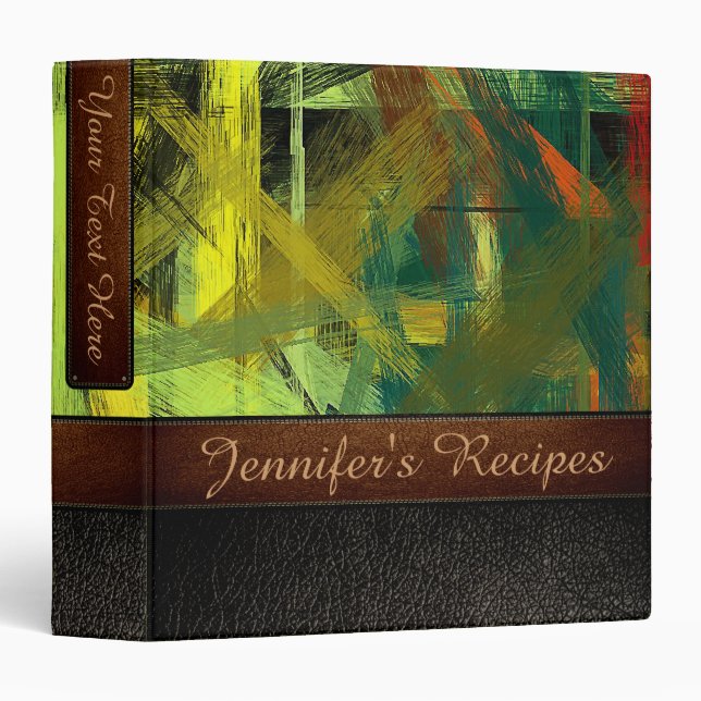 Painting Abstract Background Leather Look #12 3 Ring Binder (Front/Spine)