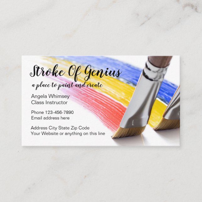 Painting And Crafts Classes Business Card (Front)