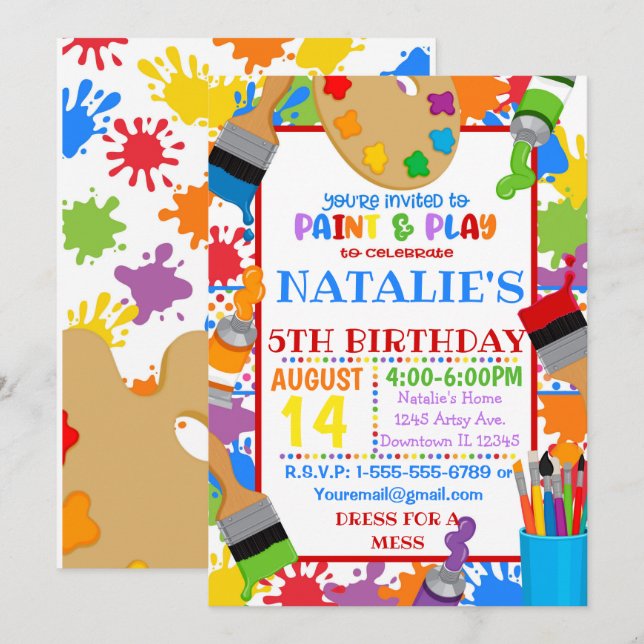 Painting art Birthday Party Invitation (Front/Back)