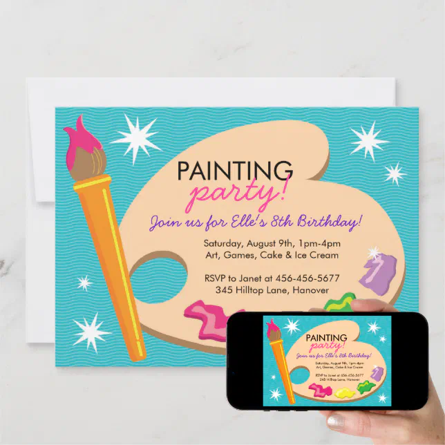 Painting & Art Birthday Party Invitations Zazzle