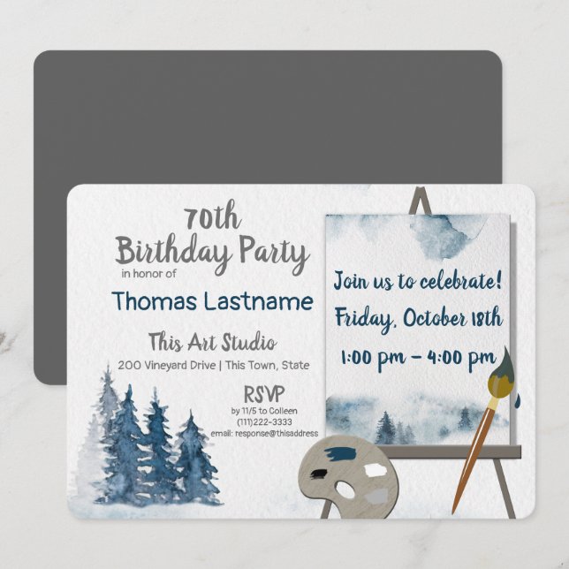 Painting Art Easel Birthday Party Invitation (Front/Back)