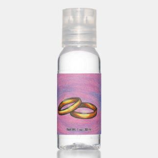 Painting art golden pair wedding rings love hand sanitizer