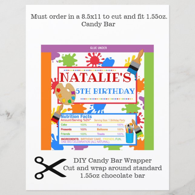 Painting Art Party Chocolate Bar Wrapper (Front)
