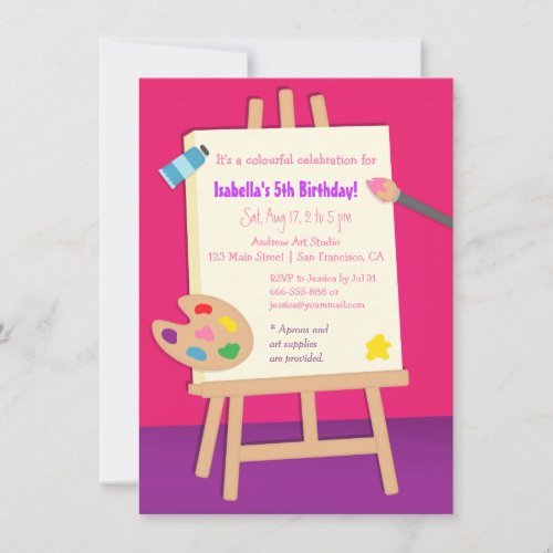 Painting Arts Kids Birthday Party Personalized Invites