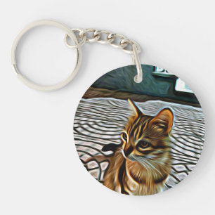 Painting Beautiful Cat Keychain