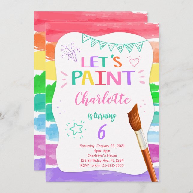 Painting Birthday Invitation (Front/Back)
