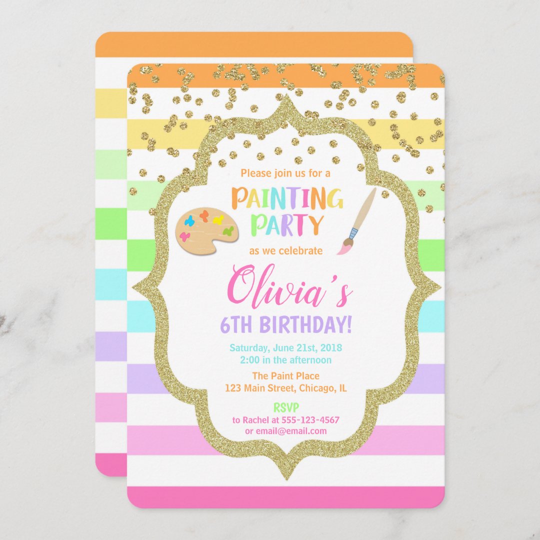 Painting birthday party invitation, Art birthday Invitation | Zazzle