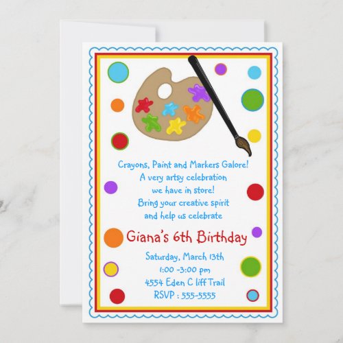 Painting Birthday Party Invitations