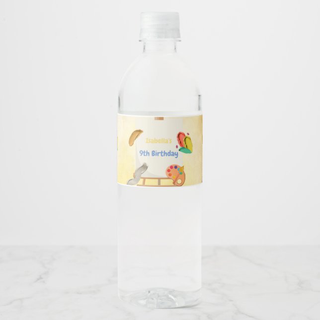 Painting Birthday Water Bottle Label (Front)
