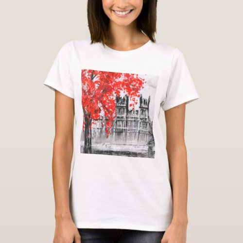 Painting Black and White _ Red tree T_Shirt