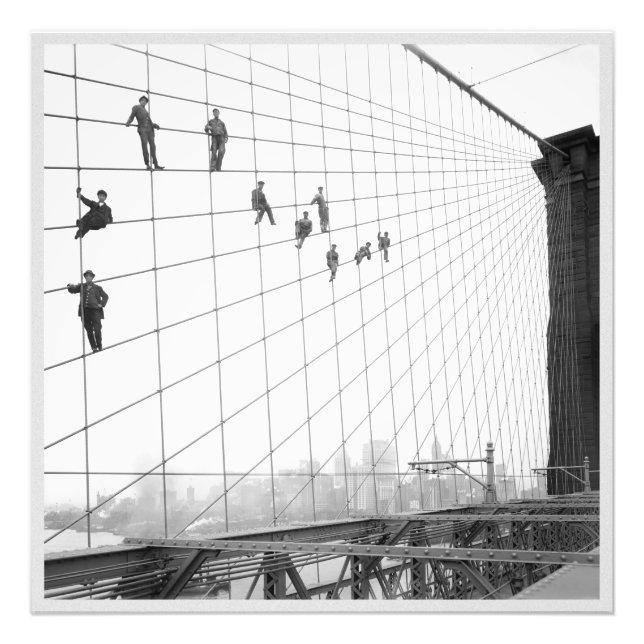 Painting Brooklyn Bridge Vintage Photo Print (Front)