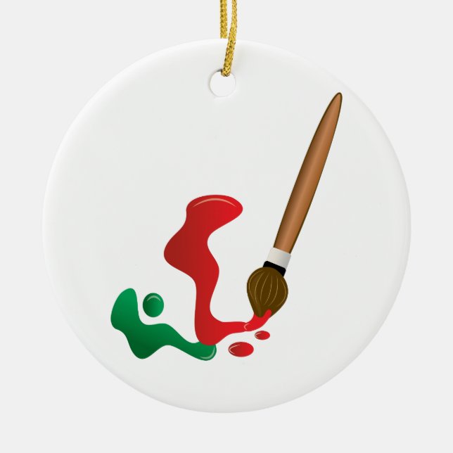 Painting Brush Ceramic Ornament (Front)