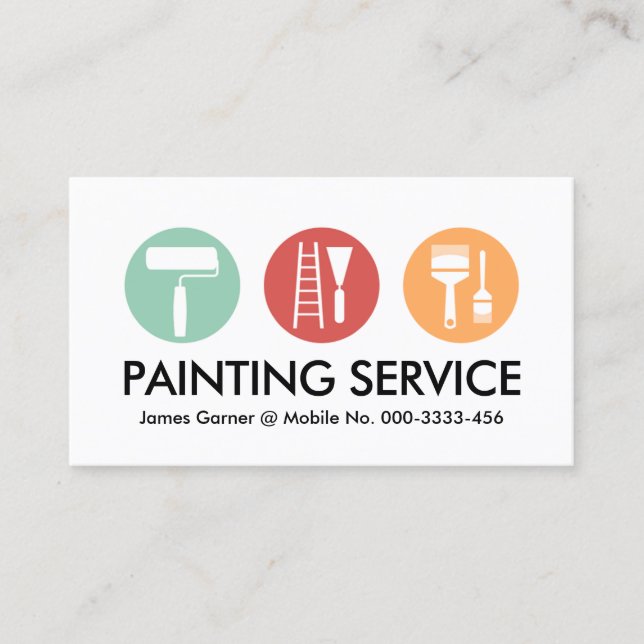 Painting Brush In Pastel Colors Business Card (Front)