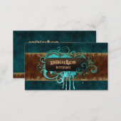 Painting Business Card Suede Blue Swirls (Front/Back)