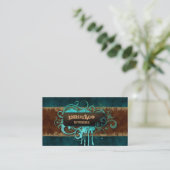 Painting Business Card Suede Blue Swirls (Standing Front)