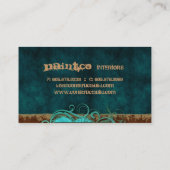 Painting Business Card Suede Blue Swirls (Back)
