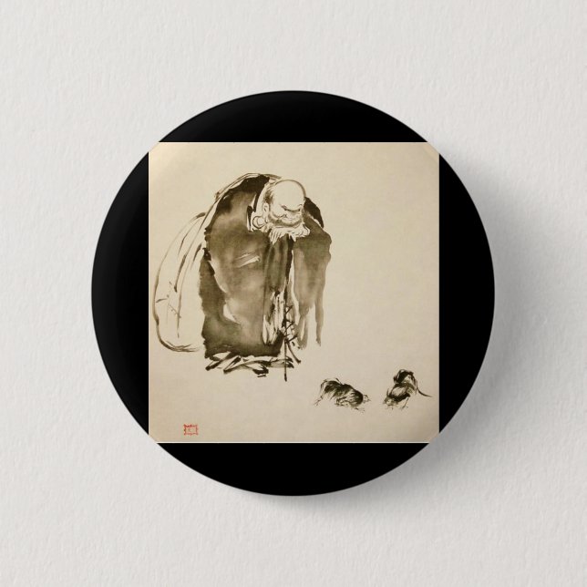 Painting by Miyamoto Musashi, c. 1600s Button (Front)