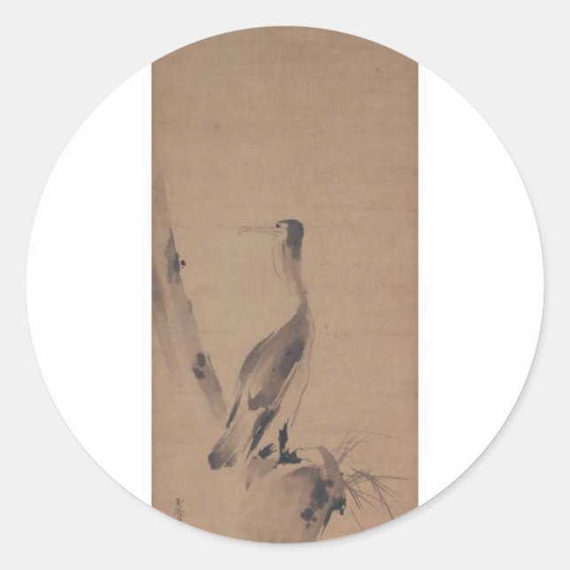 Painting by Miyamoto Musashi, c. 1600's Classic Round Sticker (Front)
