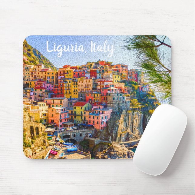 Painting Cinque Terre Liguria Italy Riviera Mouse Pad (With Mouse)