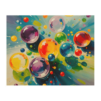 Painting Colored Bubbles Wood Wall Art