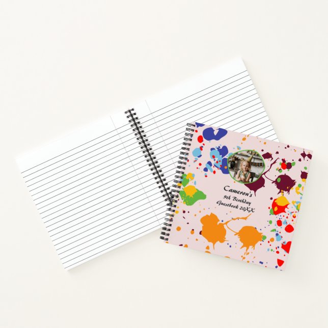 Painting Colorful 9th Birthday Art Party Guestbook Notebook (Inside)
