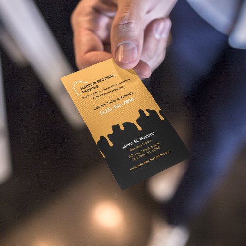 Painting Company Black  Gold Business Card