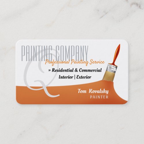 Painting Company  Professional Orange Business Card