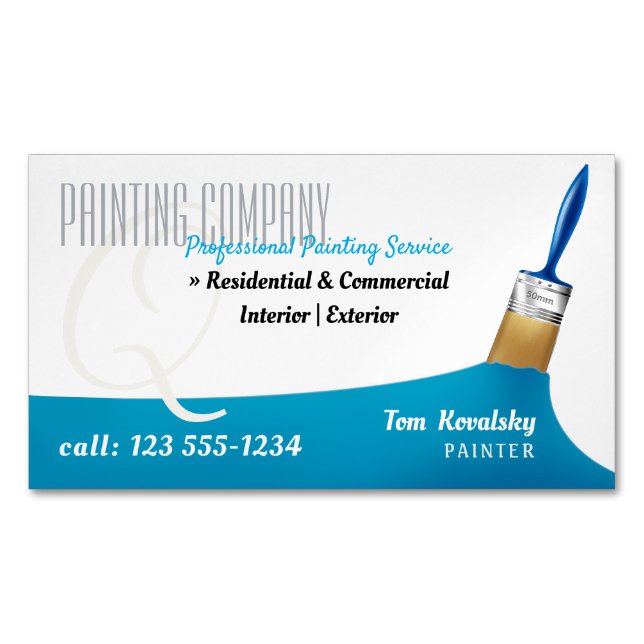 Painting Company | Professional Sky Blue Business Card Magnet (Front)