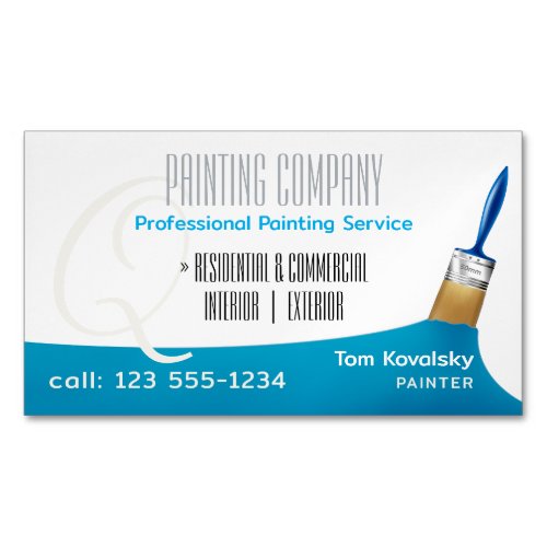 Painting Company  Professional Sky Blue Business Card Magnet