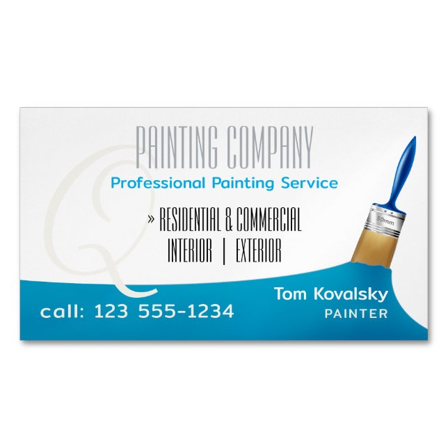 Painting Company | Professional Sky Blue Business Card Magnet (Front)
