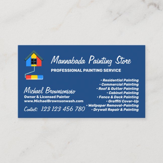 Painting Contractor Interior Exterior Business Card