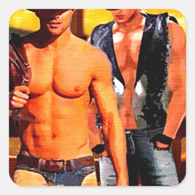 Painting:  Cowboy Corral Square Sticker (Front)