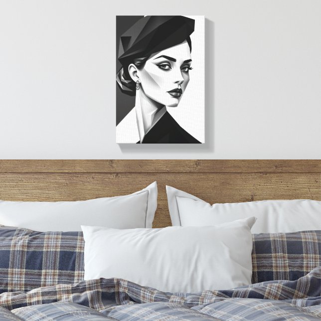 Painting Deco (Portrait of a Chic Woman) Canvas Print (Insitu(Bedroom))