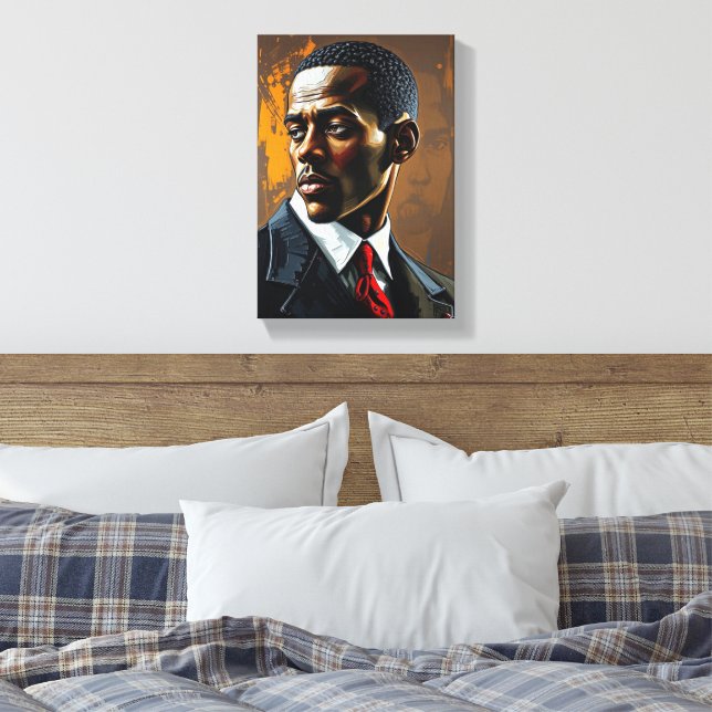 Painting Deco ( Presence ) Portrait Male Chic Canvas Print (Insitu(Bedroom))