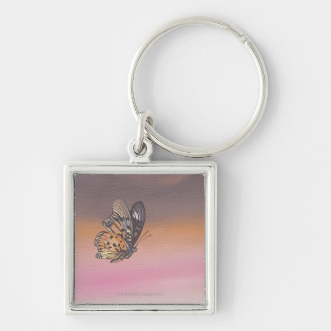 Painting depicting butterfly in flight keychain (Front)