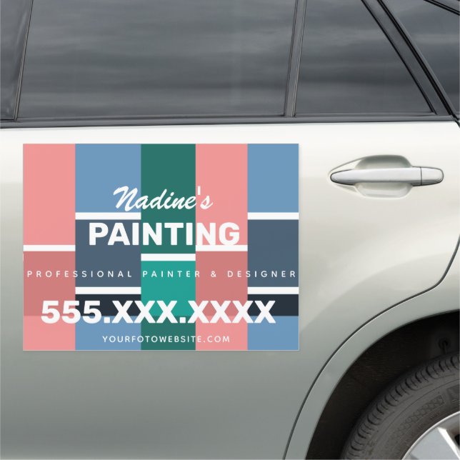 Painting Designer Business Modern Block Background Car Magnet (In Situ)