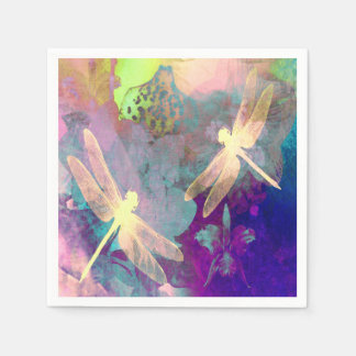 Painting Dragonflies & Orchids Paper Napkins