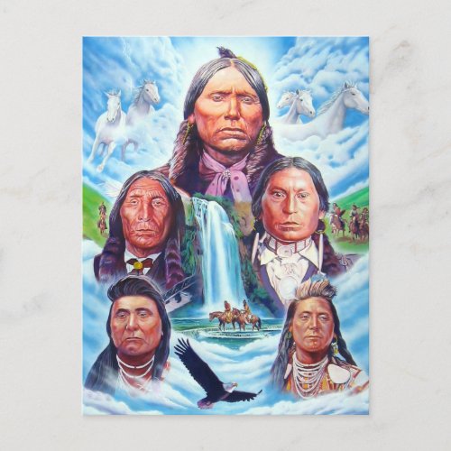Painting Famous Indian Chiefs Native Americans Postcard