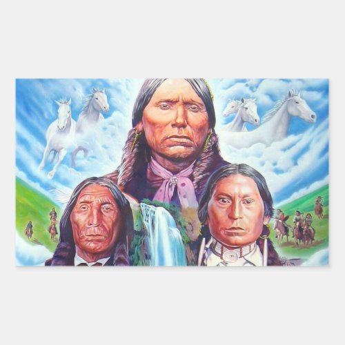 Painting Famous Indian Chiefs Native Americans Rectangular Sticker