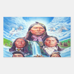 Painting Famous Indian Chiefs Native Americans Rectangular Sticker