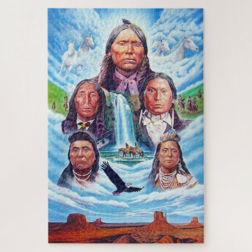 Painting Famous Native Americans Indian Chiefs Jigsaw Puzzle
