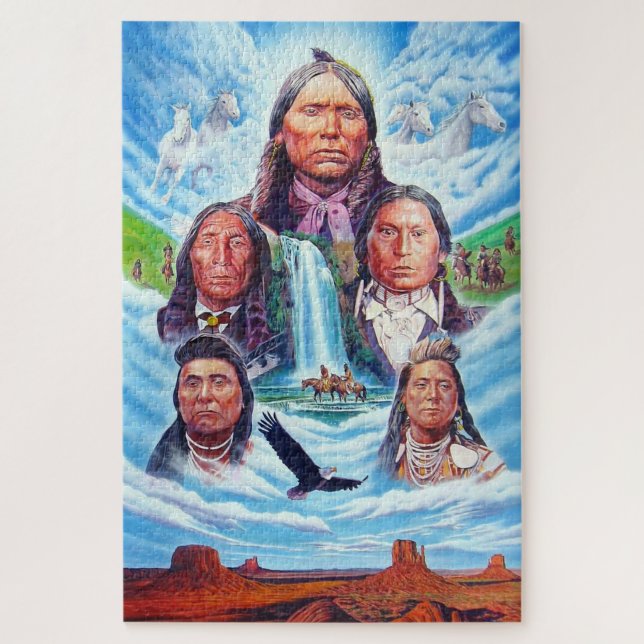 Painting Famous Native Americans Indian Chiefs Jigsaw Puzzle (Vertical)