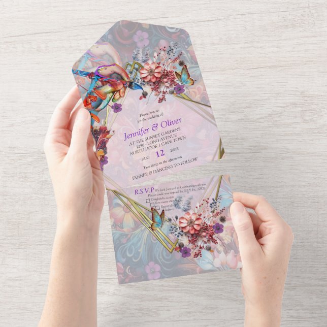 Painting Fantasy Flowers expressing nature All In One Invitation (Tearaway)