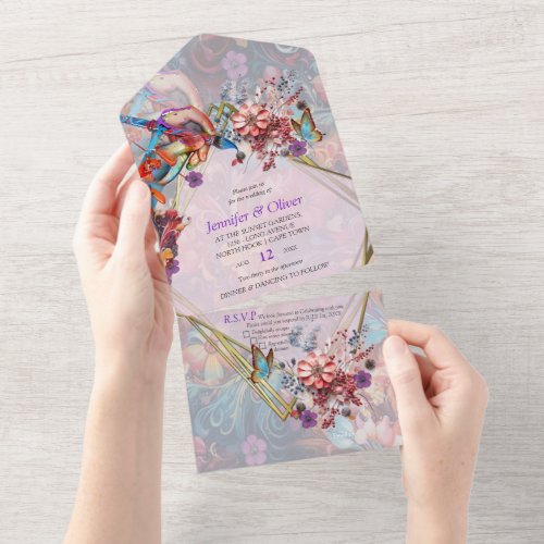 Painting Fantasy Flowers expressing nature All In One Invitation