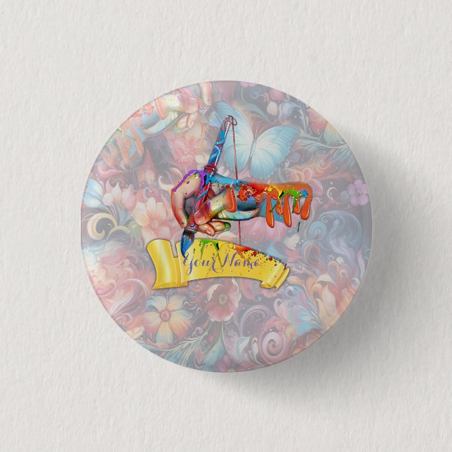 Painting Fantasy Flowers expressing nature Button (Front)