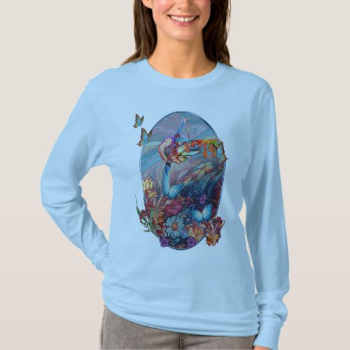 Painting Fantasy Flowers expressing nature T_Shirt